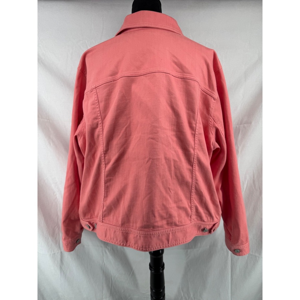 Talbots Plus Coral Pink Denim Jacket Stretch Cotton Blend Size 2X - Picture 2 of 8